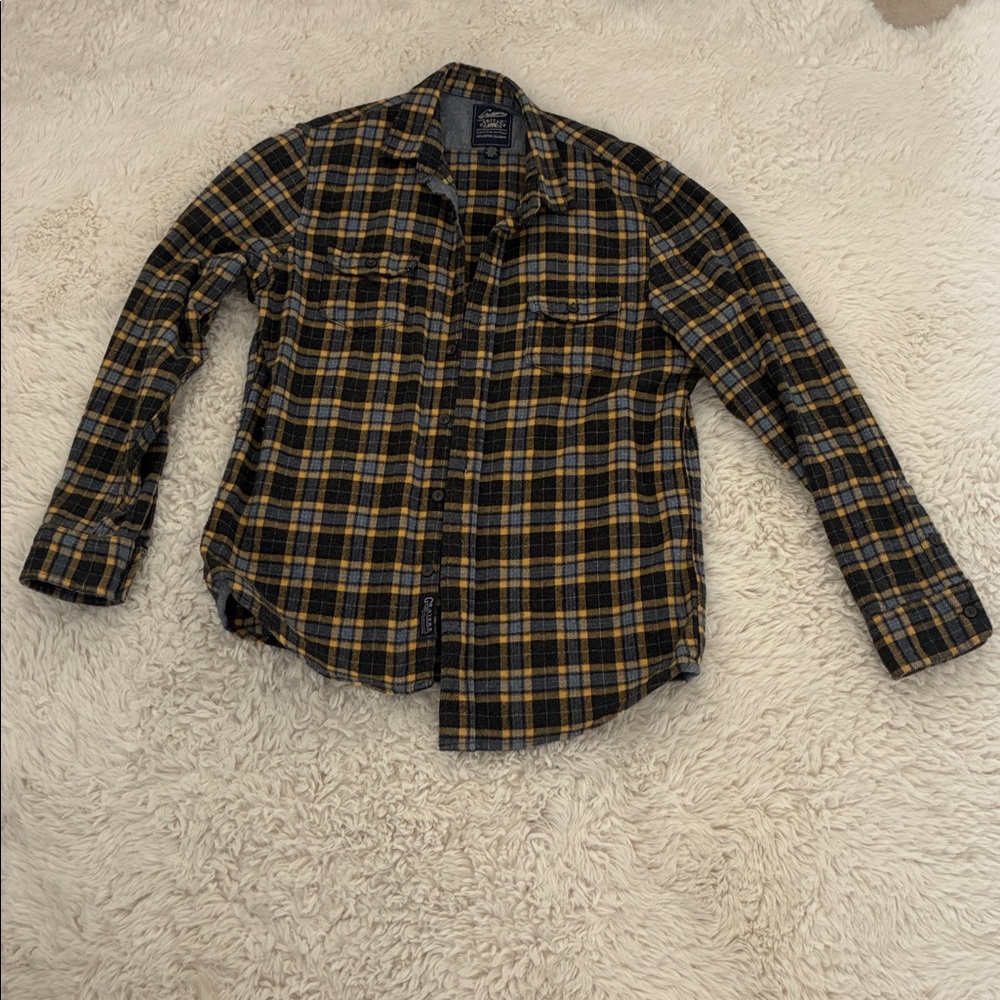 Grayers Black and Yellow Plaid Casual Button Down Shirt